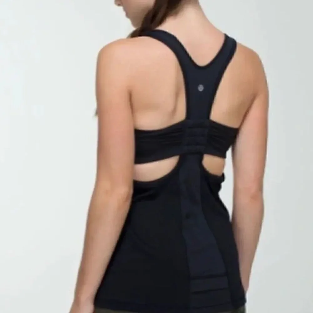Lululemon Black racerback performance tank top EUC size 6